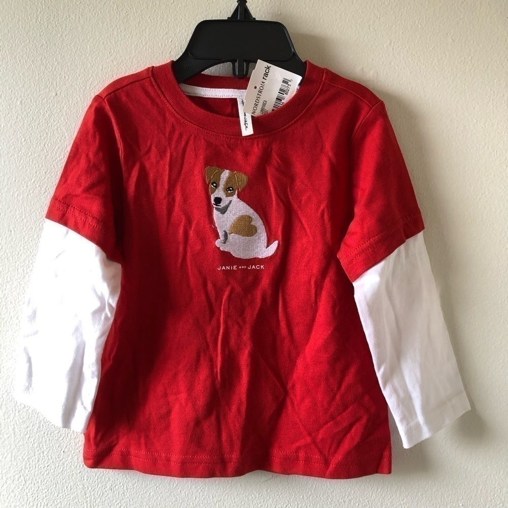 New Janie and Jack Red Dog Baby Top 12-18 M